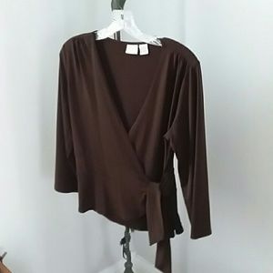 Brown wrap blouse